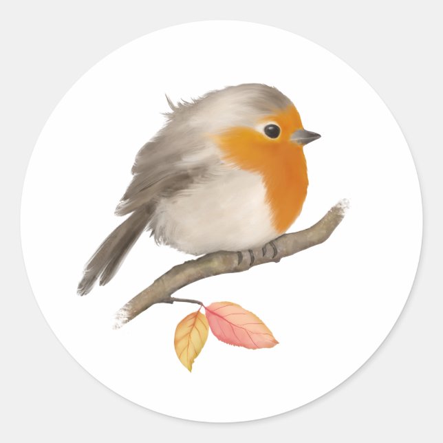 Pegatina Redonda Robin Bird inglés (Anverso)