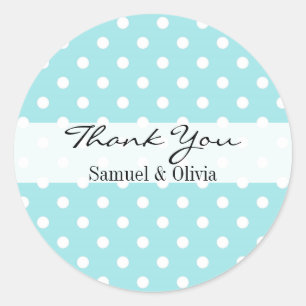 Pegatina Redonda Robin Egg Blue Round Polka Dotated Gracias