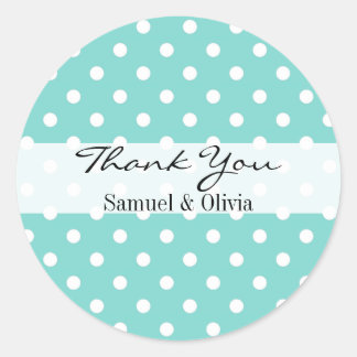 Pegatina Redonda Robin Egg Green Round Polka Dotated Gracias