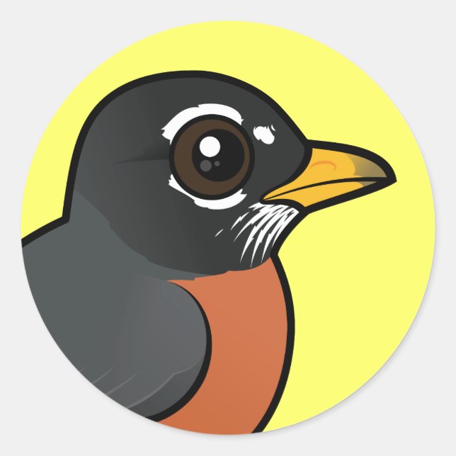 Pegatina Redonda Robin estadounidense birdorable (Anverso)