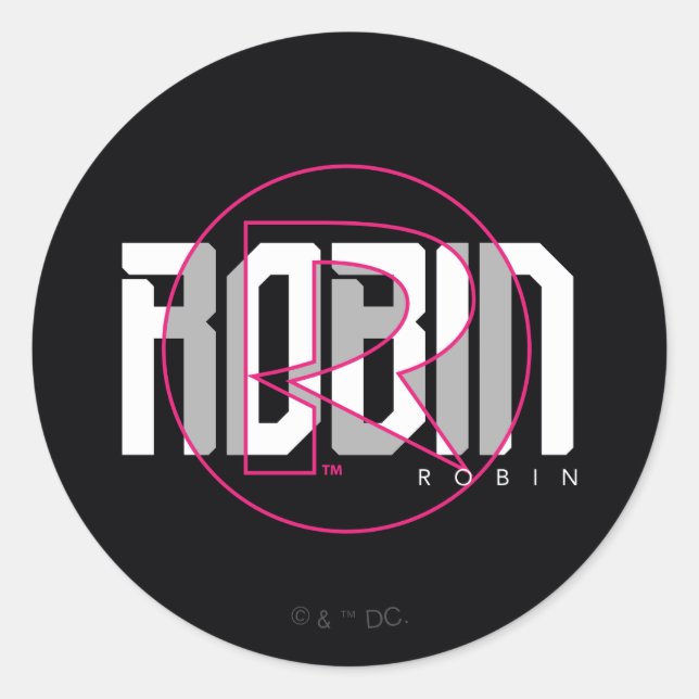 Pegatina Redonda Robin Hi-Tech Name Graphic (Anverso)