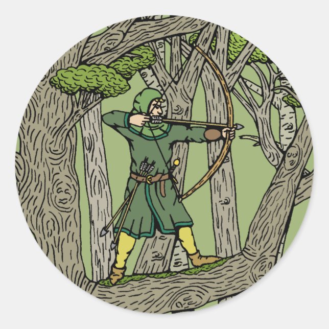 Pegatina Redonda Robin Hood (Anverso)