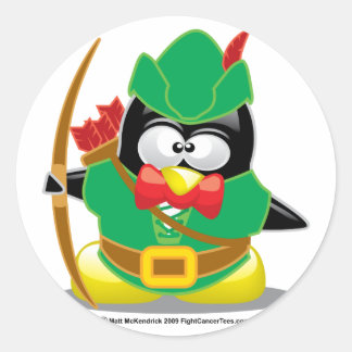 Pegatina Redonda Robin Hood Penguin