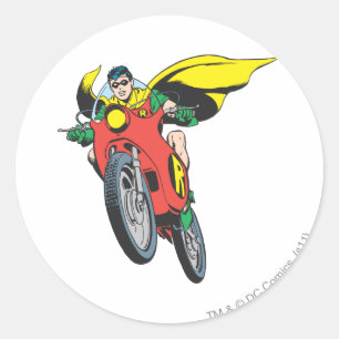 Pegatina Redonda Robin Rides 2