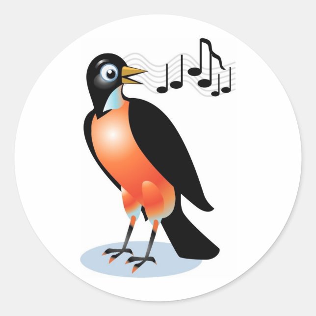 Pegatina Redonda Robin Singing (Anverso)