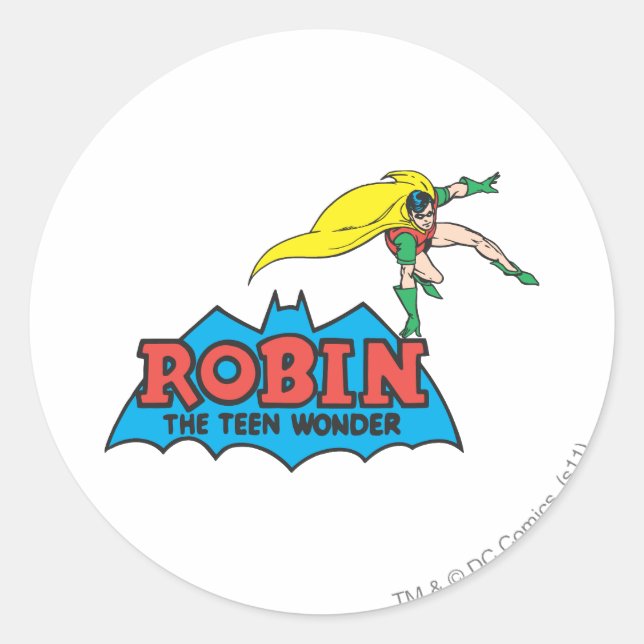 Pegatina Redonda Robin The Teen Wonder (Anverso)