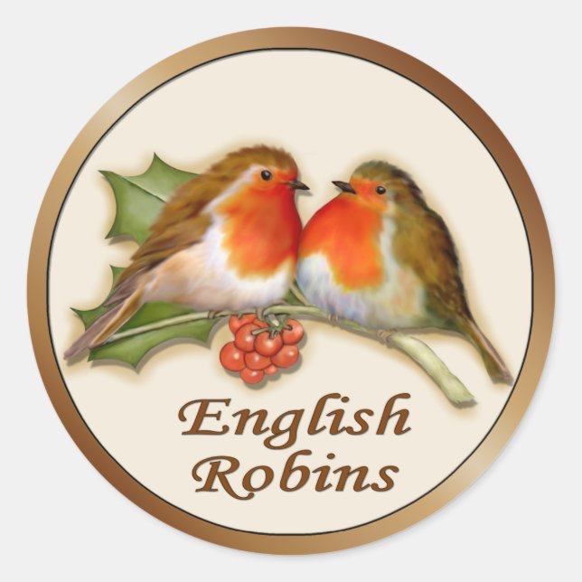 Pegatina Redonda Robins en inglés (Anverso)