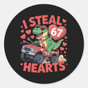 Pegatina Redonda Robo Corazones 67 Día de San Valentín 67 Meme 6 7