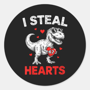 Pegatina Redonda Robo Corazones 67 Día de San Valentín 67 Meme 6 7