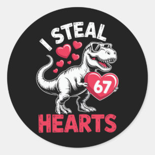Pegatina Redonda Robo Corazones 67 Día de San Valentín 67 Meme 6 7