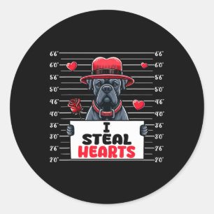 Pegatina Redonda Robo Corazones Lindos Día de San Valentín Cane Cor