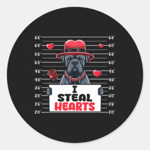 Pegatina Redonda Robo Corazones Lindos Día de San Valentín Cane Cor