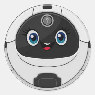 Pegatina Redonda Robot aspirador divertido