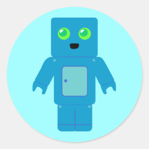 Pegatina Redonda Robot azul