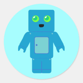Pegatina Redonda Robot azul