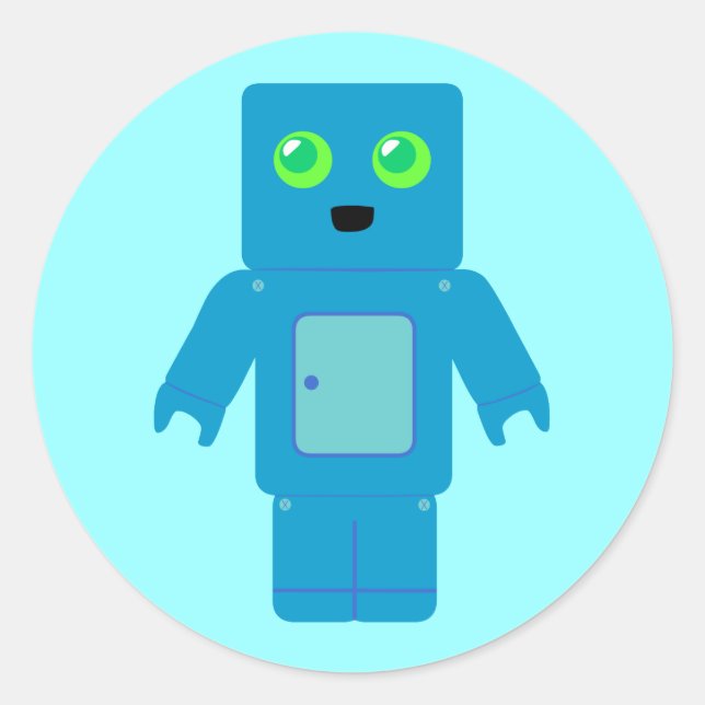 Pegatina Redonda Robot azul (Anverso)