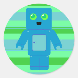 Pegatina Redonda Robot azul