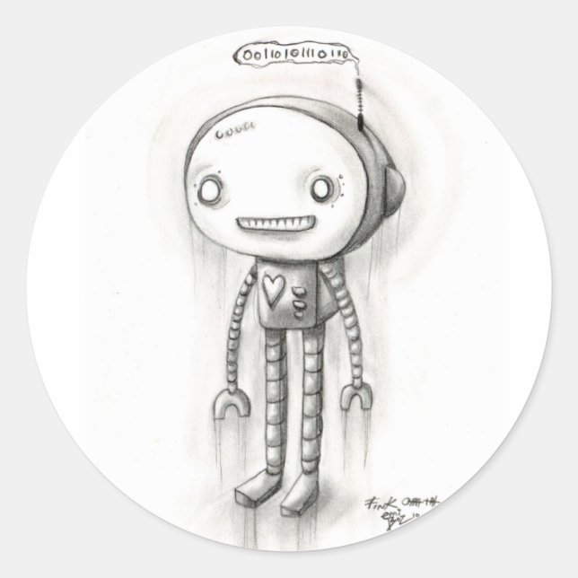 Pegatina Redonda Robot Boy (Anverso)