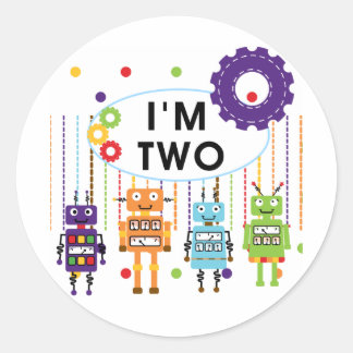 Pegatina Redonda Robot camisetas y regalos de cumpleaños