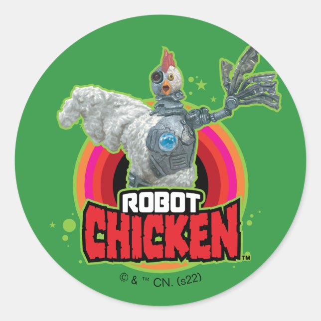 Pegatina Redonda Robot Chicken Character Logo (Anverso)