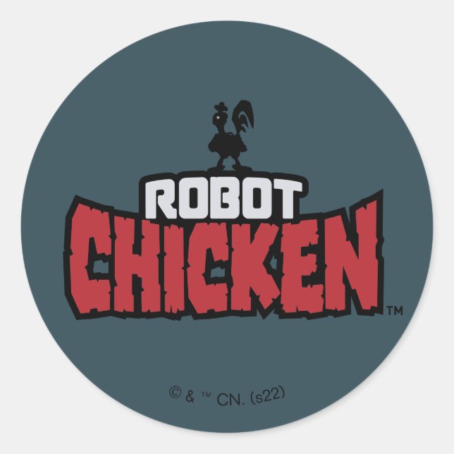 Pegatina Redonda Robot Chicken Logo (Anverso)