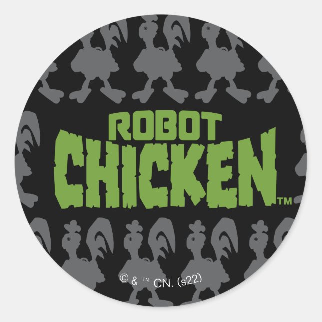 Pegatina Redonda Robot Chicken Silhouette Pattern (Anverso)