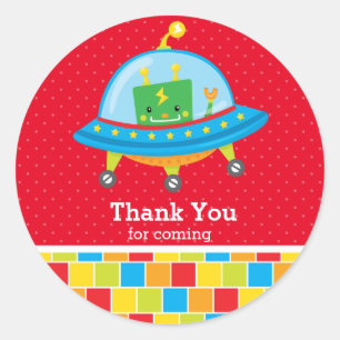 Pegatina Redonda Robot * Elija color de fondo