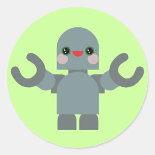 Pegatina Redonda Robot Kawaii