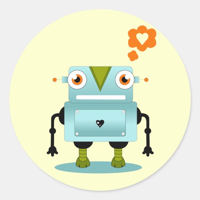 Pegatina Redonda Robot Love (Anverso)