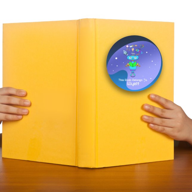 Pegatina Redonda Robot para niños de Guay aprendiendo de leer bloc  (Subido por el creador)
