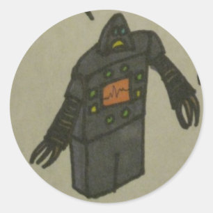 Pegatina Redonda robot perturbado