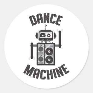Pegatina Redonda Robot retro vintage de Dance Machine 80