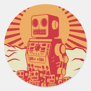 Pegatina Redonda Robot Revolt