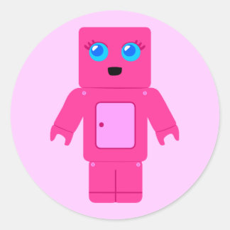 Pegatina Redonda Robot rosa