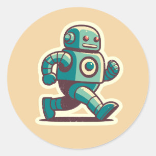 Pegatina Redonda Robot Runner
