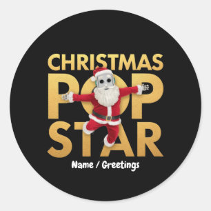 Pegatina Redonda Robot Santa Claus estrella pop de Navidad Gráfico
