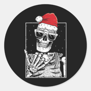 Pegatina Redonda Roca de mano de esqueleto Rock Halloween Navidad M