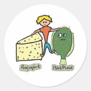 Pegatina Redonda Roca de queso divertida y bollo duro