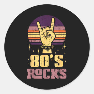 Pegatina Redonda Rocanrolero de los 80 Mano Música de Metal Punk Vi
