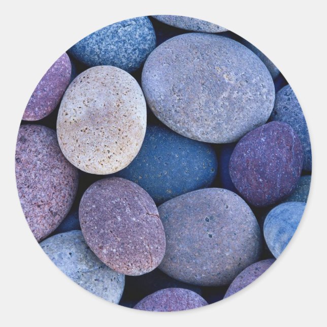 Pegatina Redonda Rocas azules de piedra (Anverso)