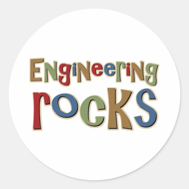 Pegatina Redonda Rocas de ingeniería (Anverso)