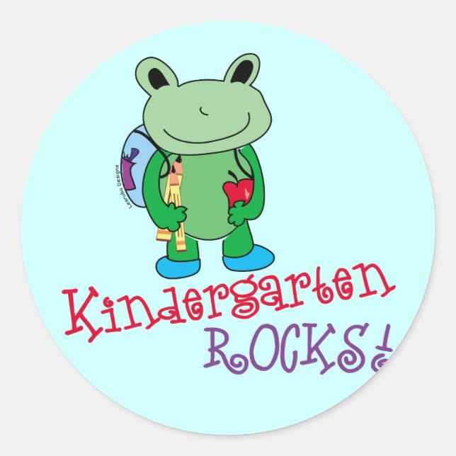 Pegatina Redonda Rocas de jardín de infancia (Anverso)