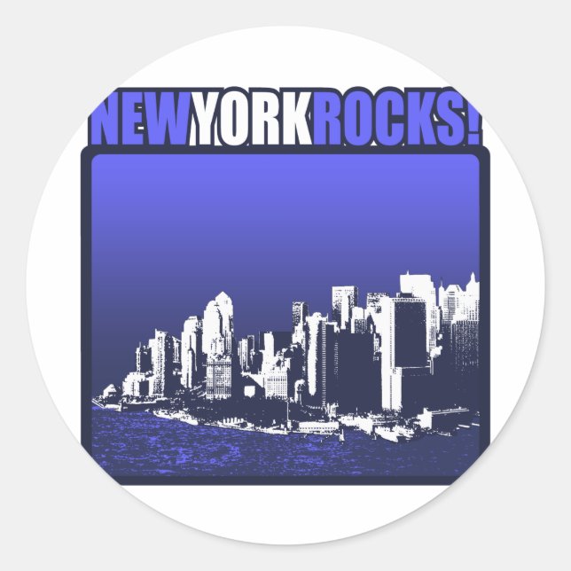 Pegatina Redonda ¡Rocas de Nueva York! (Anverso)