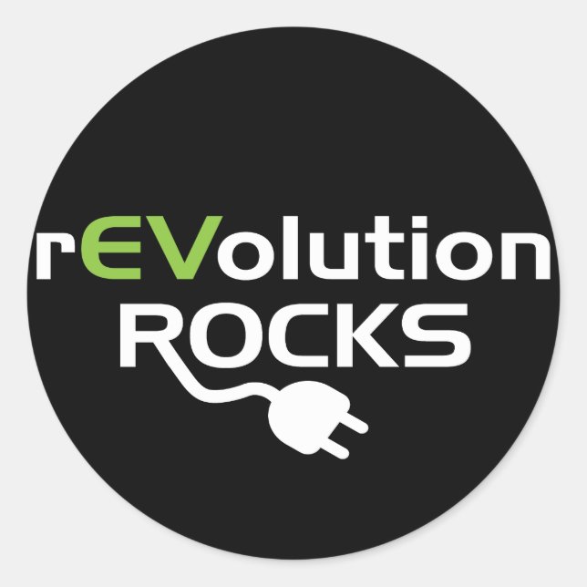 Pegatina Redonda Rocas de vehículos eléctricos - EV (Anverso)
