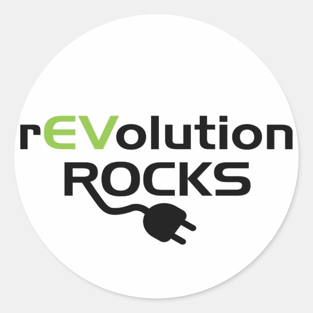 Pegatina Redonda Rocas de vehículos eléctricos - EV (Anverso)