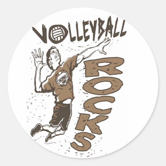 Pegatina Redonda Rocas de voleibol marrón (Anverso)