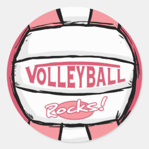 Pegatina Redonda Rocas de voleibol rosadas