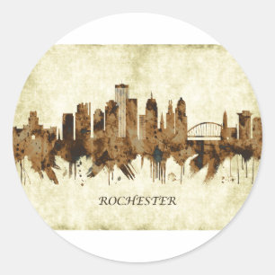 Pegatina Redonda Rochester New York Cityscape