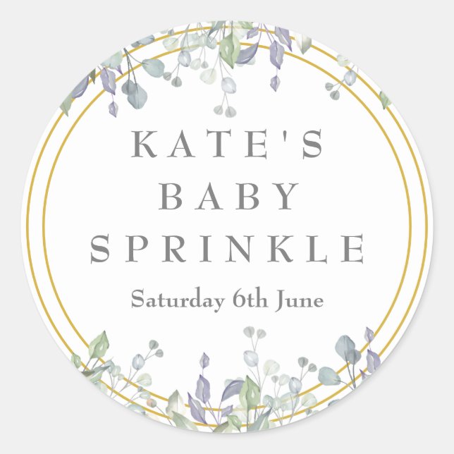 Pegatina Redonda Rociada de bebé prado salvia y lila (Anverso)