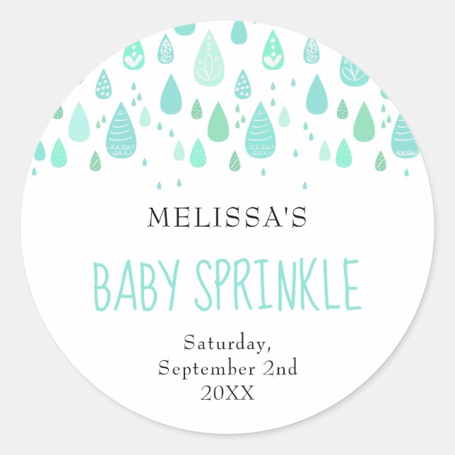 Pegatina Redonda Rocío verde menta para baby sprinkle (Anverso)